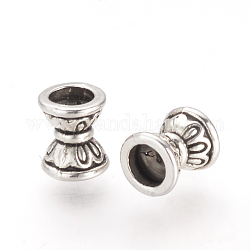 Tibetischer stil legierung perlen, Cadmiumfrei und Nickel frei und Bleifrei, Doppelkegel, Antik Silber Farbe, 6.5x5.5x5.5 mm, Bohrung: 2 mm, ca. 3220 Stk. / 1000 g