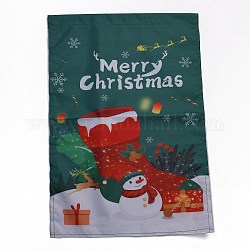 Gartenfahne zu Weihnachten, Doppelseitige Hausfahnen aus Polyester, für Hausgarten Hof Bürodekorationen, Schneemann mit Weihnachtssocke, Farbig, 460x320x0.4 mm, Bohrung: 18 mm