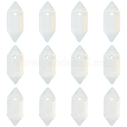 Olycraft 12 Stück natürliche Opalit-Kristallspitzen, Massensteine mit Loch, Opalit-Kristallstab, sechseckiger Opal-Kugel, doppelendige Opalit-Kristalle für DIY-Handwerk, Halskette, Schmuckherstellung, 20x8 mm
