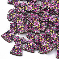 Printed Basswood Cabochons, Dress, Colorful, 24x17x3mm