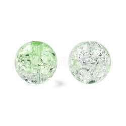 Perles en acrylique transparentes craquelées, ronde, vert clair, 8x7.5mm, Trou: 1.8mm, environ 1700pc / 500g