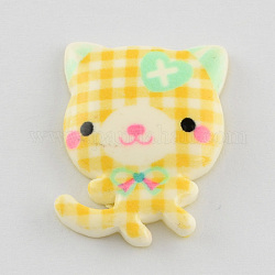 Scrapbook Embellishments Flatback Cute Cartoon Cat Plastic Resin Cabochons, Gold, 26x20x4mm