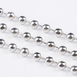 Catene di palla di ferro, saldato, colore argento placcato, con la bobina, perline: circa 2.4mm di diametro, circa 328.08 piedi (100 m)/rotolo