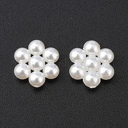 Cabochons de perles acryliques, teinte, fleur, blanc crème, 8x9x3mm