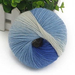 Gradient Color Wool Thread, Section Dyed Icelandic Wool Thread, Soft and Warm, for Hand-woven Shawl Scarf Hat, Light Steel Blue, 2mm