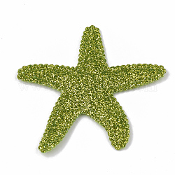 Parches de pu brillo, Con parte posterior de tela no tejida y esponja interior., Estrella de mar / estrellas de mar, verde, 51x60x3mm