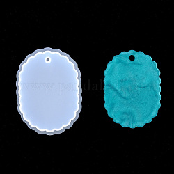 Stampi in silicone pendenti, stampi per colata di resina, per resina uv, creazione di gioielli in resina epossidica, ovale, bianco, formato interno: 8x6x1.2 cm, Foro: 0.5 cm