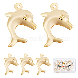 Beebeecraft 20Pcs/Box Dolphin Charms 18K Gold Plated Brass Marine Animals Pendant Charms Jewelry Findings for Necklace Bracelet Jewelry Making