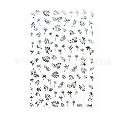 Laser Hot Stamping Nail Art Stickers Decals, Self Adhesive Nail Art Transfer Decals, Tattoos Sliders Manicure Tips Nail Decoration, Silver, Plant & Animal Pattern, 93x64mm
