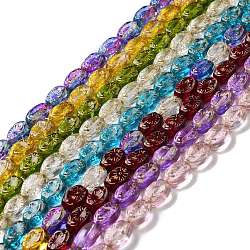 Chapelets de perles en verre transparente  , ovale, couleur mixte, 11x8x5.5mm, Trou: 1mm, Environ 32 pcs/chapelet, 13.78 pouce (35 cm)