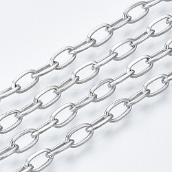3.28 Feet 304 Stainless Steel Cable Chains, Unwelded, Stainless Steel Color, 6.6x3.5x0.9mm