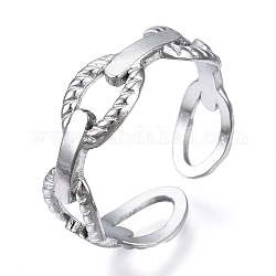 304 овальная открытая манжета из нержавеющей стали, полое кольцо для женщин, цвет нержавеющей стали, размер США 7 (17.3 мм)