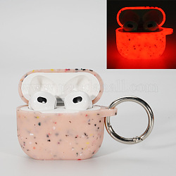 Leuchtende Tragetasche für kabellose Ohrhörer aus Silikon, Im Dunkeln leuchtende Kopfhörer-Aufbewahrungstasche, rosa, 50.5x67.6x29 mm