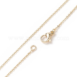 Collares de cadena de latón, cadena cruzada / rolo, con cierre de langosta, real 18k chapado en oro, 17.7 pulgada (45 cm)