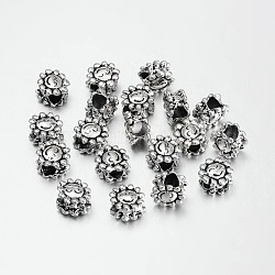 Perline foro grande in lega sitle tibetano, perline con foro grande, cadmio & nichel &piombo libero, sole, argento antico, 10.5x7mm, Foro: 5 mm