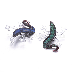 Handmade Dichroic Glass Pendants, Lizard, Mixed Color, 43x36mm, Hole: 5mm