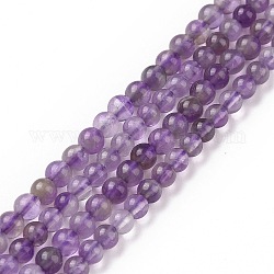 Chapelets de perles en améthyste naturelle, grade AB, ronde, 3mm, Trou: 0.5mm, 125 pcs / chapelet, 15.7 pouce