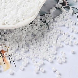 Perline di semi di vetro di colori opachi, cilindro, fumo bianco, 2.5x2mm, Foro: 1.4 mm
