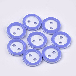 Пуговицы из смолы, 2-луночное, плоско-круглые, средний грифельно-синий, 11x2 мм, отверстие : 1.8 мм, около 1000 шт / упаковка