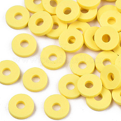 Manuell Polymer Ton Perlen, für DIY Schmuck Bastelbedarf, Disc / Flachrund, heishi Perlen, Gelb, 8x1 mm, Bohrung: 2 mm, ca. 13000 Stk. / 1000 g