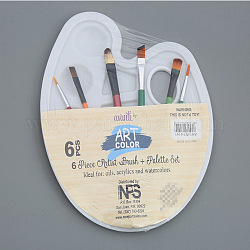 Pinceles pinceles de acuarela set, con paleta de pintura plástica y pinceles de madera, color mezclado, 23x17 cm, 7 PC / sistema