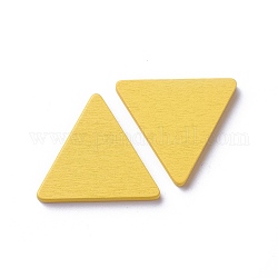 Cabujones de madera, teñido, triángulo, amarillo, 35x40x5mm