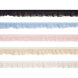Cheriswelry 25 Yards 5 Farben Doppelreihige plissierte Chiffon-Polyesterbänder, Kostüm-Zubehör, Mischfarbe, 3/4 Zoll (20 mm), etwa 5 yards/farbe