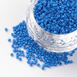 Perline di semi di cilindro di vernice da forno, taglia uniforme, stile matte, blu royal, 1~1.5x1.5~2mm, Foro: 0.5 mm, su 50 g / borsa, circa 5000pcs/scatola