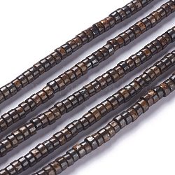 Hebras de perlas naturales bronzite, disco, abalorios heishi, 4x2~2.5mm, agujero: 0.8 mm, aproximamente 164 pcs / cadena, 15.75'' (40 cm)