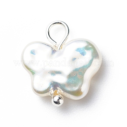 Abs Kunststoff-Perlenimitationen, ab Farbe plattiert, mit Messing-Zubehör, Schmetterling, creme-weiß, 14.5x12x2.5 mm, Bohrung: 2 mm