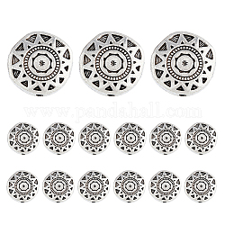 Dicosmetic 60 шт. бусины из сплава в тибетском стиле, плоские круглые с рисунком ВС, античное серебро, 12.5x12.5x3.5 мм, отверстие : 1.2 мм
