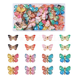 Spritewelry 48 pz 8 stili ciondoli in resina traslucida, farfalla, colore misto, 18~25x31.5~32x4~4.5mm, Foro: 1.2 mm, 6pcs / style