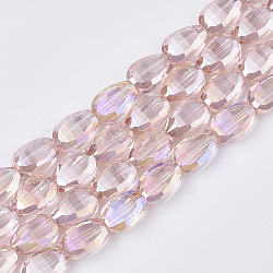 Chapelets de perles en verre transparent électrolytique, de couleur plaquée ab , facette, larme, rose, 8.5x6x3.5mm, Trou: 1mm, Environ 80 pcs/chapelet, 26.38 pouce (67 cm)
