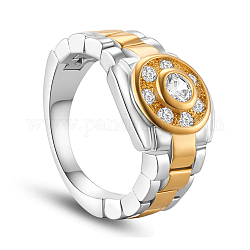 Shegrace 925 anillo de dedo de plata esterlina, con cadena de reloj y micro pavimento aaa cubic zirconia real 18k chapado en oro redondo, platino y oro, 22mm