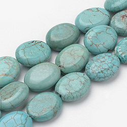 Chapelets de perles en turquoise synthétique, ovale, 18~20x14~15x6~7mm, Trou: 1mm, Environ 22 pcs/chapelet, 15.7 pouce