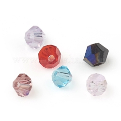 Abalorios de vidrio electroplate, color de ab chapado, facetados, bicono, color mezclado, 3x3mm, agujero: 0.8 mm