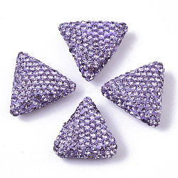 Handgemachte Fimo-Perlen Strass, Dreieck, Violett, pp14 (2.0~2.1 mm), 18.5x19.5~20.5x9 mm, Bohrung: 1.6 mm