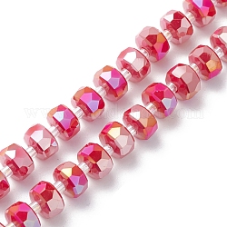 Chapelets de perles en verre, facette, plat rond, rouge, 8x5mm, Trou: 1.5mm, Environ 80 pcs/chapelet, 21.26'' (54 cm)