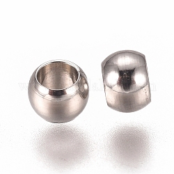 Intercalaire perles en 201 acier inoxydable, plat rond, couleur inoxydable, 3x2mm, Trou: 1.8mm