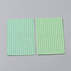 Tarjetas de la exhibición de la joya de cartón, para colgar pendientes y collares, Rectángulo, verde pálido, patrón de la raya, 9x6x0.05 cm, agujero: 0.2 cm, 100 unidades / bolsa