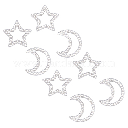 Cabochons en acier inoxydable unicraftale 304, étoiles et la lune, couleur inoxydable, 10.5-11x9.5-11x1.5mm, 20 pcs / boîte