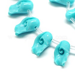 Synthetic Coral Calla Lily Beads Strands, Dyed, Dark Turquoise, 17x10x8mm, Hole: 1mm, about 30pcs/strand, 16.53inch