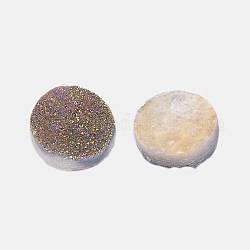 Galvanisieren natürlichen druzy Kristall cabochons, Flachrund, gefärbt, Farbig, 12x3~6 mm