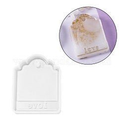 Pendant Silicone Molds, Resin Casting Molds, For UV Resin, Epoxy Resin Jewelry Making, Word Love, White, 70x55x9mm, Hole: 5.8mm, Inner Diameter: 66x51mm