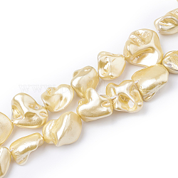 Shell-Perle Perle Stränge, Klumpen, Gelb, 13~27x12~23x6~21 mm, Bohrung: 1 mm, ca. 18~24 Stk. / Strang, 14.96 Zoll ~ 16.14 Zoll