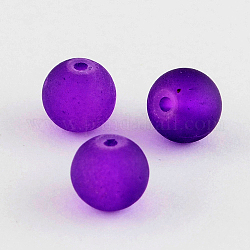 Chapelets de perles en verre transparent, mat, ronde, violet, 12mm, Trou: 1.3~1.6mm, Environ 70 pcs/chapelet, 31.4 pouce