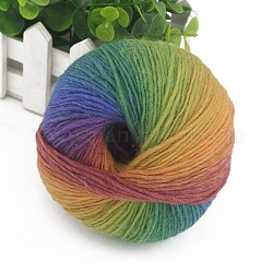 Gradient Color Wool Thread, Section Dyed Icelandic Wool Thread, Soft and Warm, for Hand-woven Shawl Scarf Hat, Colorful, 2mm