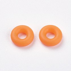 シリコンビーズ  DIYブレスレットの製作  ドーナツ  ダークオレンジ  6x2mm  穴：2mm