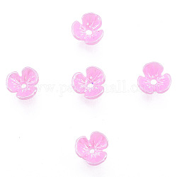 Perlenkappen aus Kunstharzimitat, 3-Blütenblatt, Blume, Perle rosa, 6x6x3 mm, Bohrung: 1 mm