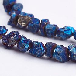 Elettrodeposte pirite naturale filamenti di perline, pepite, blu placcato, 1.5~5x3~6mm, Foro: 1 mm, circa 15.3~15.7 pollice